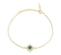 Gold 9K/14K/18K Echt Gold SchmuckArmband mit Quadrat Grün Lab Smaragd, Klassiker Armreifen Au 375/585/750 Gelbgold Moissanit