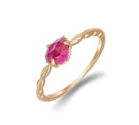 Gold 9K/14K/18K Hochzeitsring mit Tropfen Rose Rot Korund, Solitär Form