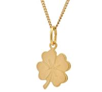 Gold Anhänger Kleeblatt mit Goldkette massiv 333-8 Karat Gold, Kettenlänge:42 cm Damenkette