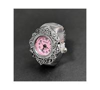 (Gold black, pack-4) Vintage Ring Watch Silver Adjustable Finger Watch for Women Men Unique Retro Quartz Gift