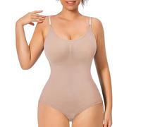 GOLD CARP Shapewear Damen Bauchweg Bodysuit Figurenformend Formende Bodys Nahtlos Body Shaper Verstellbarer Schultergurt Tummy Control Unterwäsche Taillenformer Jumpsuit Beige XL