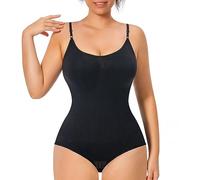 GOLD CARP Shapewear Damen Bauchweg Bodysuit Figurenformend Formende Bodys Nahtlos Body Shaper Verstellbarer Schultergurt Tummy Control Unterwäsche Taillenformer Jumpsuit Schwarz S