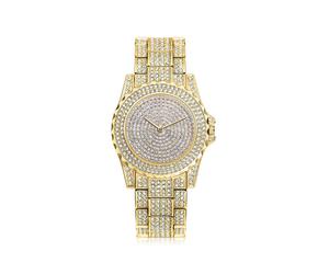(Gold) Damenuhren Modische Glitzer-Freizeituhr Damenuhr Quarzuhr Gold Kristall Diamant Damen Montre