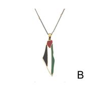 (Gold) Gold/Silber Palästina Flagge Karte Halskette Anhänger mit Kette Palästina