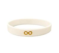Gold Infinity Symbol Armband Weiß Asperger Autism Autist ASD Support Awareness Silikon Armband Band Herren Damen Eltern Geschenk für Eltern ID (1 Band Only)