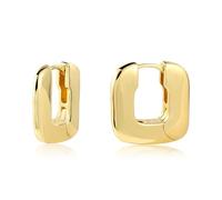 Gold Kleine Creolen Ohrringe Damen, Klobige quadratische Creolen Silber 925 Ohrringe Trendige Flache Creolen aus 14K Gold hypoallergener Mini Breit Ohrringe Schmuck Geschenke 20 mm