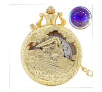 (Gold mit LED) Top Luxus Gold Leuchtende LED Quarz Taschenuhr Zug Lokomotive Motor Steampunk