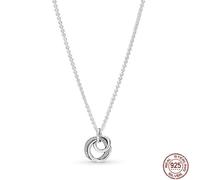 (Gold) Neue klassische herzförmige runde Anhänger-Halskette aus 925er-Sterlingsilber, passend für Original-Pandora-Perlen,