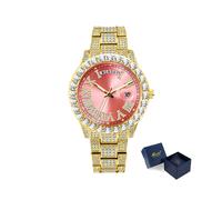 (Gold rosa) 18K Gold Stahl Uhr Männer Hip Hop Iced Out Herren Uhren Weibliche Luxus AAA Diamant Quarz