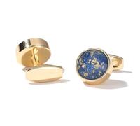 Gold Round Cufflinks for Men, Personalized Tuxedo Shirt Buttons for Wedding Gifts & Formal Jewelry(5)