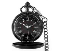 (Gold Schwarz) Klassische Mode 37CM Fob Kette Glatte Stahl Polnisch Quarz Taschenuhr Herren Anhänger