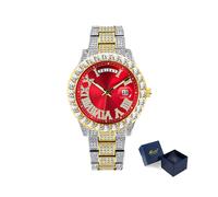 (Gold Silber Rot) 18K Gold Stahl Uhr Männer Hip Hop Iced Out Herren Uhren Weibliche Luxus AAA Diamant