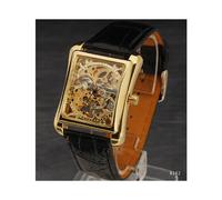 (Gold) Steampunk-Uhren Damen Luxusuhr Automatik, goldenes Handaufzugs-Skelett, Herren Casual Mechanical