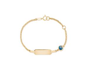 Goldarmband AMOR "Evil Eye", bunt (gelbgoldfarben, blau, schwarz, weiß, blau), Armbänder, Mädchen, 14cm, Gelbgold 375, Goldarmband, mit Glasstein (81651740-0) gelbgoldfarben, blau, schwarz, weiß, blau