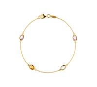 Goldarmband JOBO, gelb (gelbgold 585), Armbänder, Damen, 19cm, Gelbgold 585, Goldarmband, 585 Gold mit Amethyst Blautopas Citrin (26687507-0) gelbgold 585