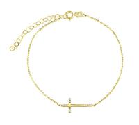 Goldarmband Simon mit Kreuz aus Gelbgold mit Brilliance Zirconia - 1 mm