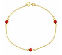 Goldarmband Singapur aus Gelbgold mit goldenen und roten Perlen - 1,2 mm variante 18 cm