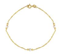 Goldarmband Singapur aus Gelbgold mit Goldperlen und weißen Naturperlen - Breite 1,2 mm variante 18 cm