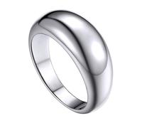 GoldChic Dünne Vorsteckring Glänzender konvexer Bandring aus 316L Edelstahl Einfache Konvexe Textur Siegelring Breite 8.8mm Schmal Trauring einfach Schmuck Accessoire Ringgröße 56.5（18.1） in Silber