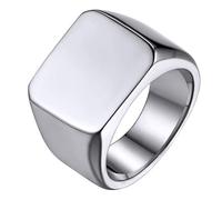GoldChic Herren Ringe Edelstahl Siegelring Männer Jungen Punk Style Fingerring in Silberfarbe Glänzend Poliert Quadrat Band Ring für Herren Ringgröße 59.5（18.9）