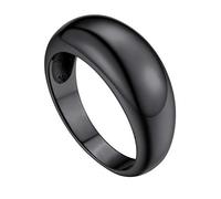 GoldChic Modischer Glänzend Poliert Siegelring aus Edelstahl Breite 8.8mm Schlichte Mode Verlobungsband Stapelbarer Gewölbtes Ehersband Ringgröße 56.5（18.1） in Schwarz für Damen Frauen