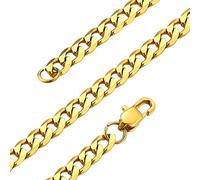 GoldChic Panzerkette Herren Damen Edelstahl Kette Gold Halskette Kubanische Edelstahlkette Männer Gliederkette Vergoldet Schmuck Hip Hop Kette 50CM, 4MM breit, in Gold