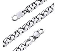 GoldChic Panzerkette Herren Damen Edelstahl Kette panzer Halskette Kubanische Edelstahlkette Männer Silberkette Gliederkette Schmuck Hip Hop Kette 60CM, 6MM breit, in Silber