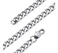 GoldChic Panzerkette Herren Damen Edelstahl Kette panzer Halskette Kubanische Edelstahlkette Männer Silberkette Gliederkette Schmuck Hip Hop Kette 71CM, 4MM breit, in Silber