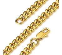 GoldChic Panzerkette Herren Edelstahl Kette Gold Kubanische Halskette Damen Edelstahlkette Männer Gliederkette Vergoldet Schmuck Hip Hop Kette 50CM, 6MM breit, in Gold