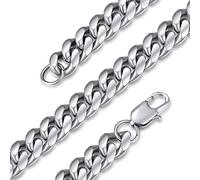 GoldChic Panzerkette Herren Edelstahl Kette panzer Kubanische Halskette Damen Edelstahlkette Männer Gliederkette Silberkette Schmuck Hip Hop Kette 50CM, 10MM breit, in Silber