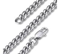 GoldChic Panzerkette Herren Edelstahl Kette panzer Kubanische Halskette Damen Edelstahlkette Männer Gliederkette Silberkette Schmuck Hip Hop Kette 76CM, 6MM breit, in Silber