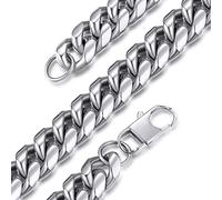 GoldChic Panzerkette Herren Edelstahl Kette panzer Kubanische Halskette Damen Edelstahlkette Männer Gliederkette Silberkette Schmuck Hip Hop Kette 45CM, 14MM breit, in Silber