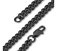 GoldChic Panzerkette Herren Edelstahl Kette Schwarz Kubanische Halskette Damen Edelstahlkette Männer Gliederkette Vergoldet Schmuck Hip Hop Kette 76CM, 6MM breit, in Schwarz