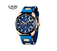 (Golden Blau) 2020 LIGE Neue Herren Uhren Top Marke Luxus Silikon Sport Uhr Männer Quarz Datum Uhr