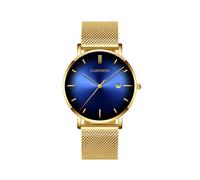(Golden Blau) Luxus Herren Quarz Uhren Kontrast Zeiger Cat Eye Gradient Business Edelstahl