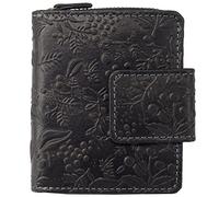 Golden Deer mit RFID Schutz kleine Geldbörse Portemonnaie, Portmonee aus Leder Frauen Damen Langbörse Geldbeutel Geldtasche Frauen Design Hill Burry Kollektion (schwarz)