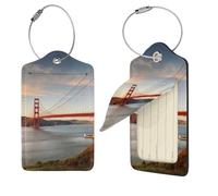 Golden Gate Bridge Gepäckanhänger für Koffer, 2 Stück, Kofferanhänger, Identifikatoren, Reisetaschenanhänger für Gepäck, Reiseanhänger, Gepäckanhänger, Leder-Namens-ID-Etiketten und Metallschlaufe für