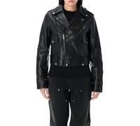 Golden Goose - Cropped Black Leather Biker Jacket With Zip - Größe 42 - schwarz