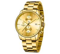 GOLDEN HOUR Herrenuhren mit versilberter wasserdichter Chronographen-Quarzuhr aus Edelstahl und Metall (Gold)