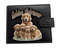 Golden Retriever Geldbörse mit Hunde-Logo, RFID-Diebstahlschutz, weiches Leder, großes Münzfach, Schwarz, Schwarz , Standard, Klassisch