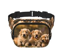 Golden Retriever Gürteltasche mit verstellbarem Riemen, quadratisch, doppellagig, Unisex, überall
