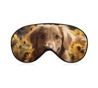 Golden Retriever Sonnenblumen-Augenmaske für Damen & Herren, atmungsaktive & verstellbare Augenabdeckung, ultraweiche Schlafmaske, leichte Reise-Augenbinde für Flugzeug, Nickerchen, Nachtschlaf
