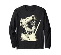 Golden Retriever spielt Schlagzeug Lustige Musik Hund Schlagzeuger Punk Langarmshirt