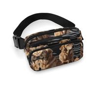 Golden Retrievers bedruckte Bauchtasche für Damen und Herren, Umhängetasche, große Brusttasche mit verstellbarem Riemen für Outdoor, Workout, Reisen, Freizeit, Laufen, Golden Retriever, 20 x 13 cm,