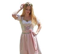 Golden Trachten-Kleid Dirndl Damen 3 TLG, Midi für Oktoberfest, mit Schürze und Bluse, 502GT (40),Grau