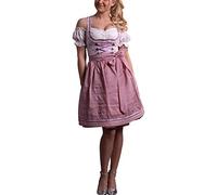 Golden Trachten-Kleid Dirndl Damen 3 TLG, Midi für Oktoberfest, mit Schürze und Bluse,Pastelviolett 531GT (36)
