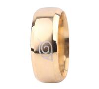 (golden -Us7) Unisex Naruto Konoha Leaf Village Logo Titanstahlring Cosplay Schmuck