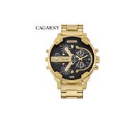 (golden1) Cagarny Herrenuhren Herrenmode Quarz Armbanduhren Cool Big Watch Lederarmband 2 Mal