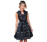 Goldenburg Dirndl Damen Midi mit Schürze 2tlg I Deutsche Marke I Edle Frauen Trachten aus Jaquard mit Spitzenschürze I Trachtenkleid von Gr 34 bis 46 GB1901 (34, schwarz)