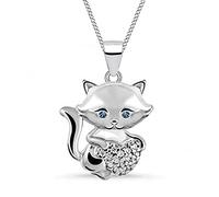 Goldene Hufeisen Anhänger Kette Katze Mädchen mit Zirkonia Steine Katzenanhänger 38cm Kinderkette 925 Silber